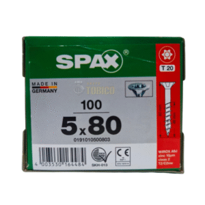 Tornillos Spax Universal 5 X 80 Caja 100 Pzs T20 Cuerda Parcial