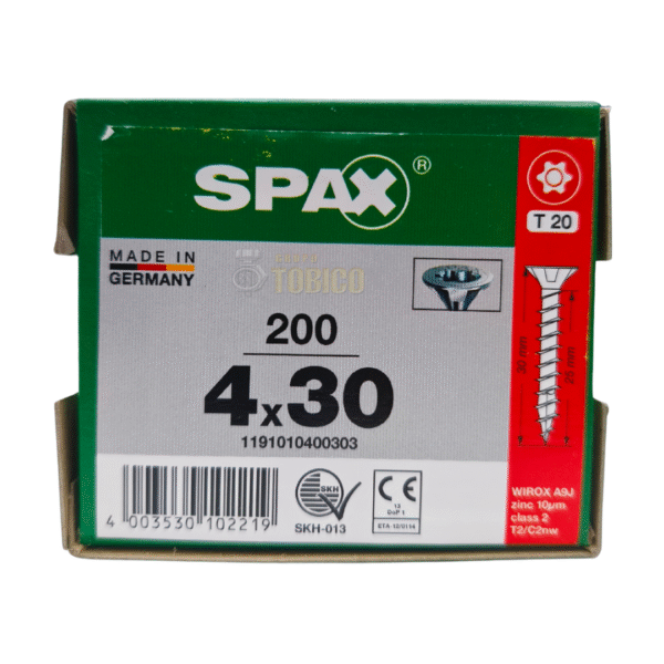 Tornillo Spax Universal 4 X 30 Caja Con 200 Piezas T20
