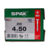 Tornillos Spax Universal 4 X 50 Caja 200 Pzs T20 Cuerda Parcial
