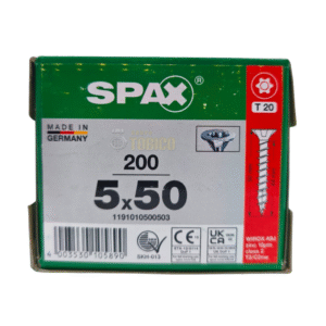 Tornillos Spax Universal 5 X 50 Caja 200 Pzs T20 Cuerda Corrida
