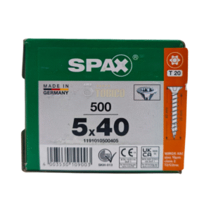 Tornillos Spax Universal 5 X 40 Caja 500 Pzs T20 Cuerda Corrida