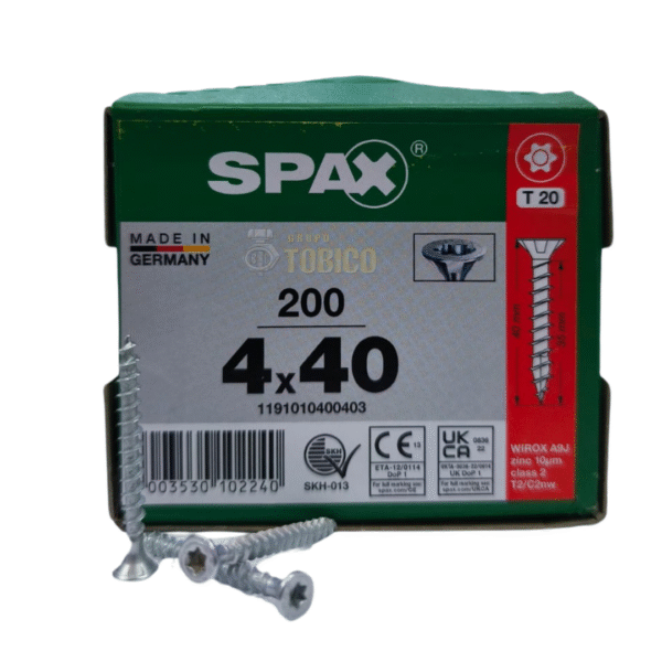 Tornillos Spax Universal 4 X 40 Caja 200 Pzs T20 Cuerda Corrida - Imagen 3