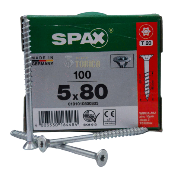 Tornillos Spax Universal 5 X 80 Caja 100 Pzs T20 Cuerda Parcial - Imagen 2