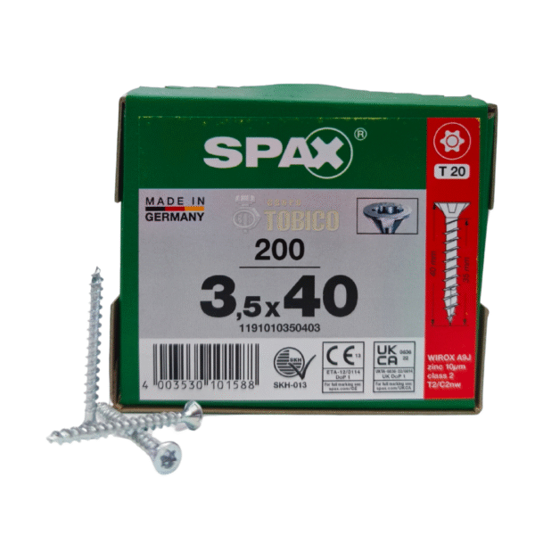 Tornillos Spax Universal 3.5 X 40 Caja 200 Pzs T20 Cuerda Corrida - Imagen 3