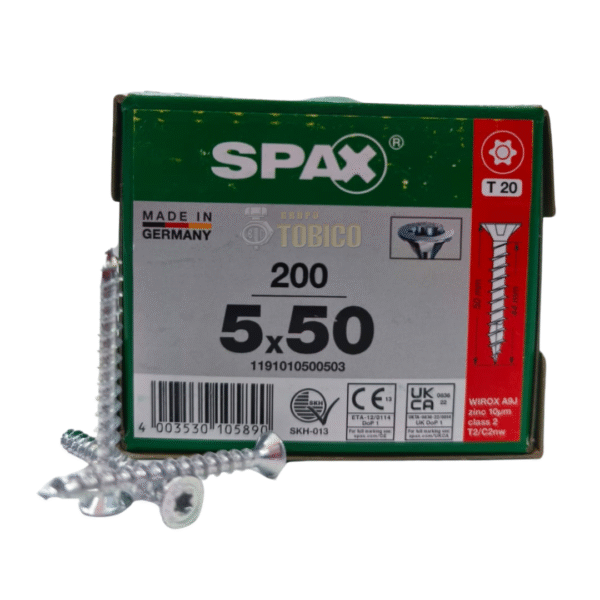 Tornillos Spax Universal 5 X 50 Caja 200 Pzs T20 Cuerda Corrida - Imagen 2