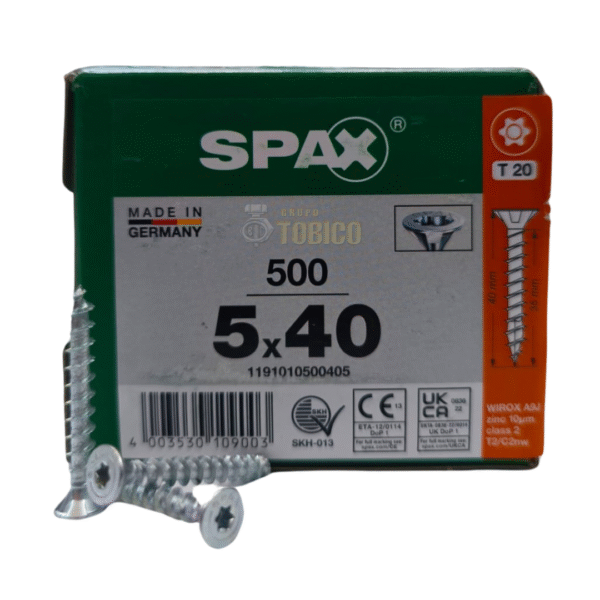 Tornillos Spax Universal 5 X 40 Caja 500 Pzs T20 Cuerda Corrida - Imagen 2