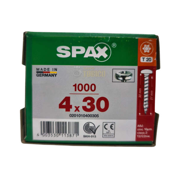Tornillos Spax Para Fijar Herrajes 4 X 30 Caja 1000 Piezas
