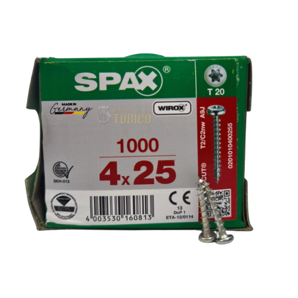 Tornillos Spax Para Fijar Herrajes 4 X 25 Caja 1000 Piezas - Imagen 2