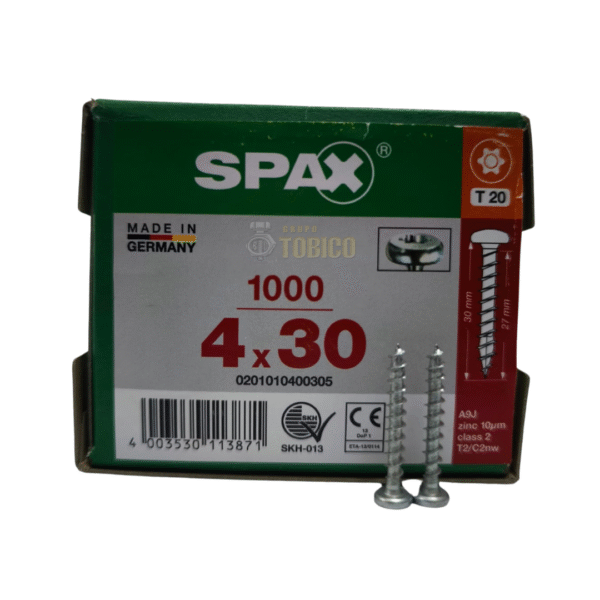 Tornillos Spax Para Fijar Herrajes 4 X 30 Caja 1000 Piezas - Imagen 2